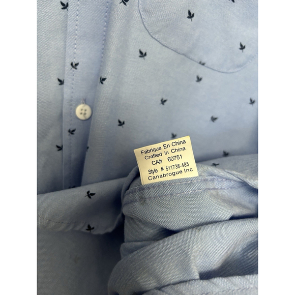 Rue Saint Patrick Button Down Pollockstown Leaf Short Sleeve Camp Shirt Pocket - Picture 6 of 8